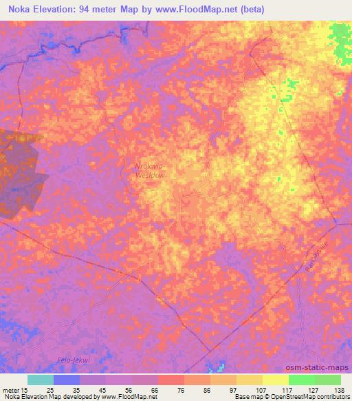 Noka,Liberia Elevation Map