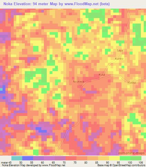Noka,Liberia Elevation Map
