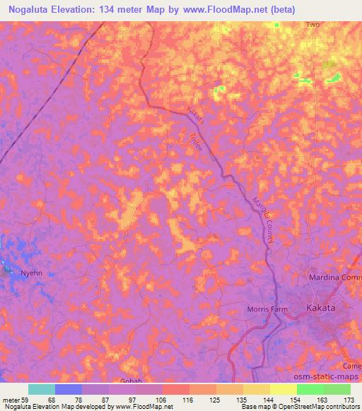 Nogaluta,Liberia Elevation Map