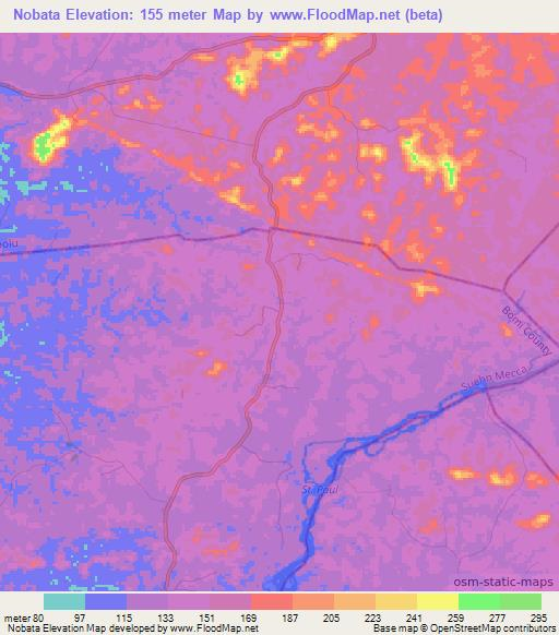 Nobata,Liberia Elevation Map