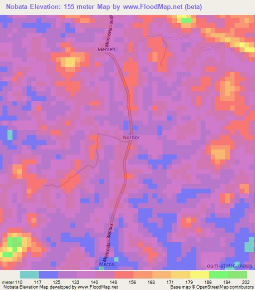 Nobata,Liberia Elevation Map
