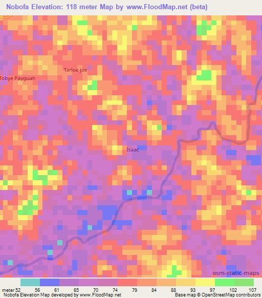 Nobofa,Liberia Elevation Map