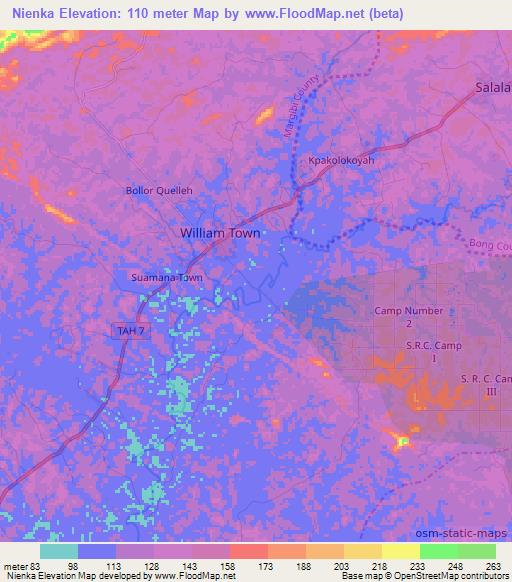 Nienka,Liberia Elevation Map