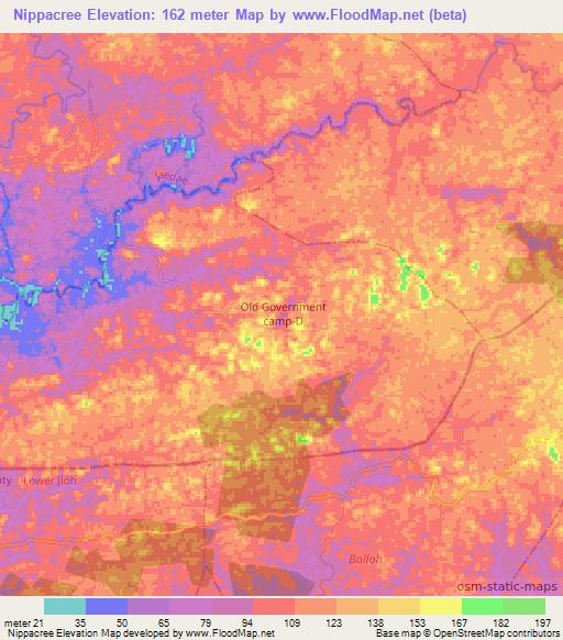 Nippacree,Liberia Elevation Map