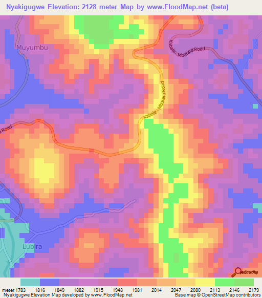 Nyakigugwe,Uganda Elevation Map