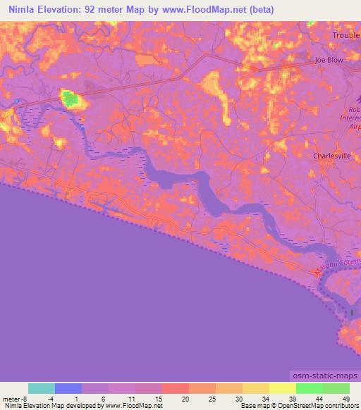 Nimla,Liberia Elevation Map
