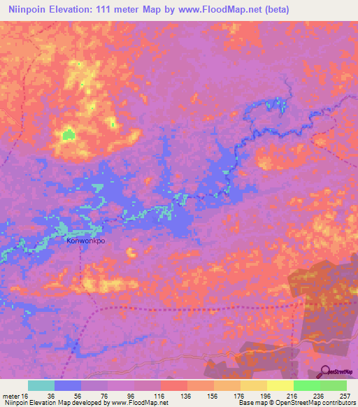 Niinpoin,Liberia Elevation Map