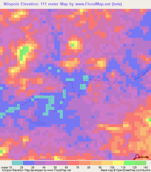 Niinpoin,Liberia Elevation Map