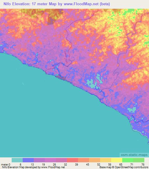 Nifo,Liberia Elevation Map