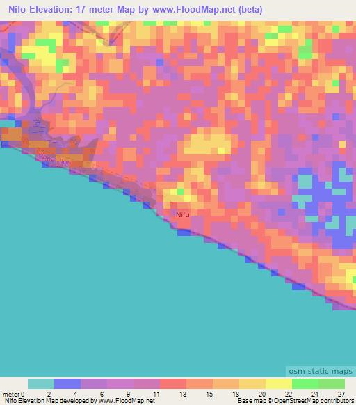 Nifo,Liberia Elevation Map