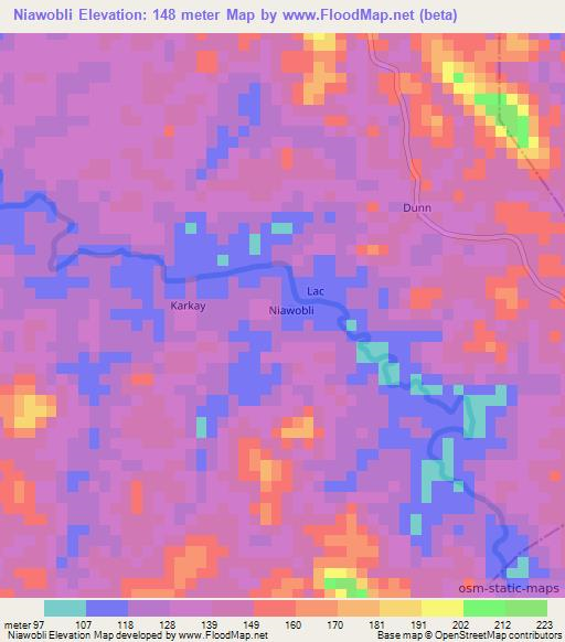 Niawobli,Liberia Elevation Map
