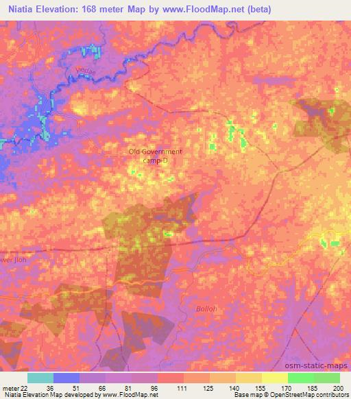 Niatia,Liberia Elevation Map