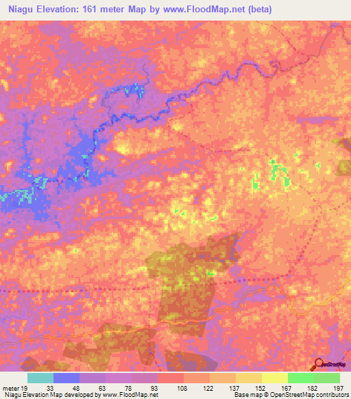 Niagu,Liberia Elevation Map