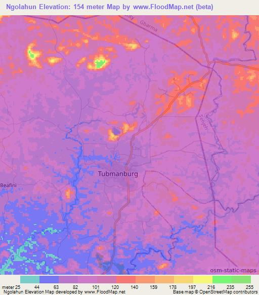 Ngolahun,Liberia Elevation Map