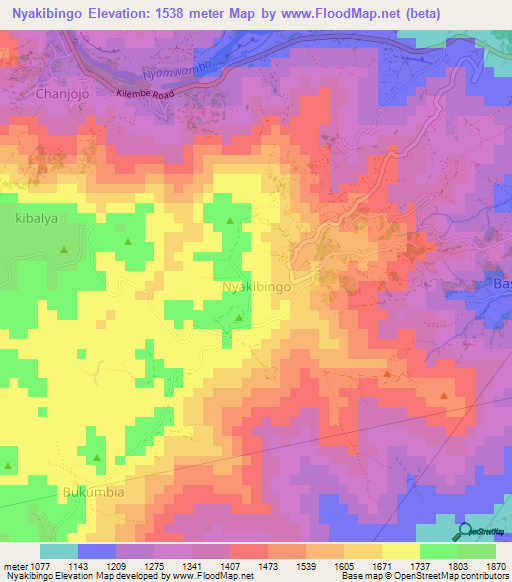 Nyakibingo,Uganda Elevation Map