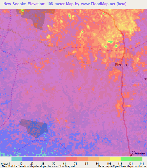 New Sodoke,Liberia Elevation Map