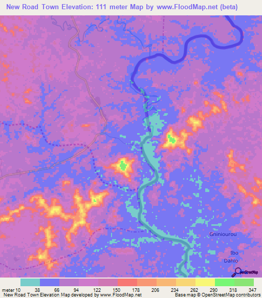 New Road Town,Liberia Elevation Map