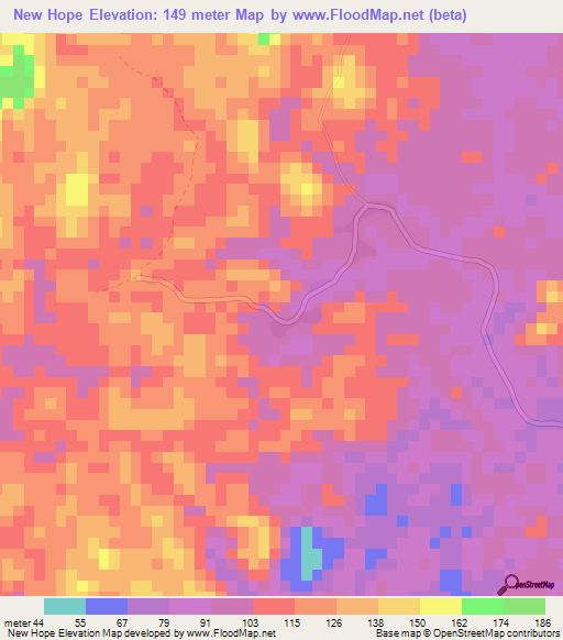 New Hope,Liberia Elevation Map