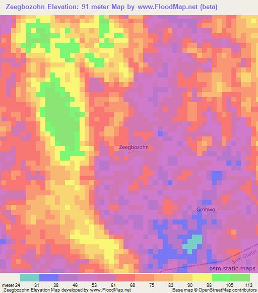 Zeegbozohn,Liberia Elevation Map