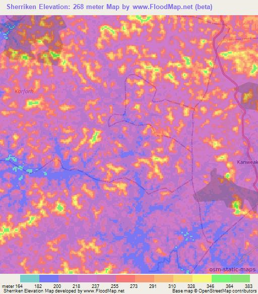 Sherriken,Liberia Elevation Map