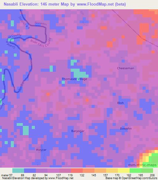 Nasabli,Liberia Elevation Map