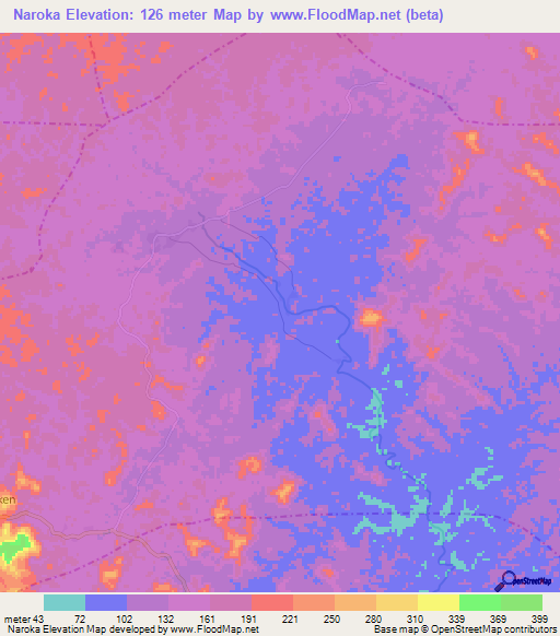 Naroka,Liberia Elevation Map