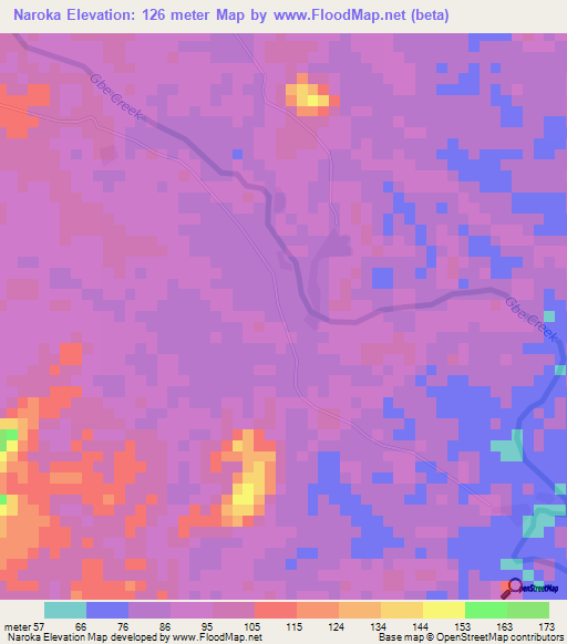 Naroka,Liberia Elevation Map