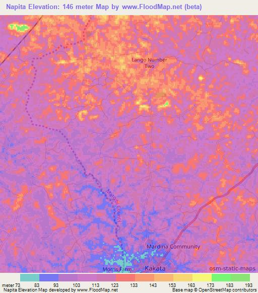 Napita,Liberia Elevation Map