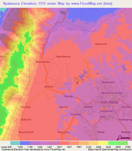 Nyakasura,Uganda Elevation Map