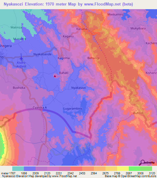 Nyakasozi,Uganda Elevation Map