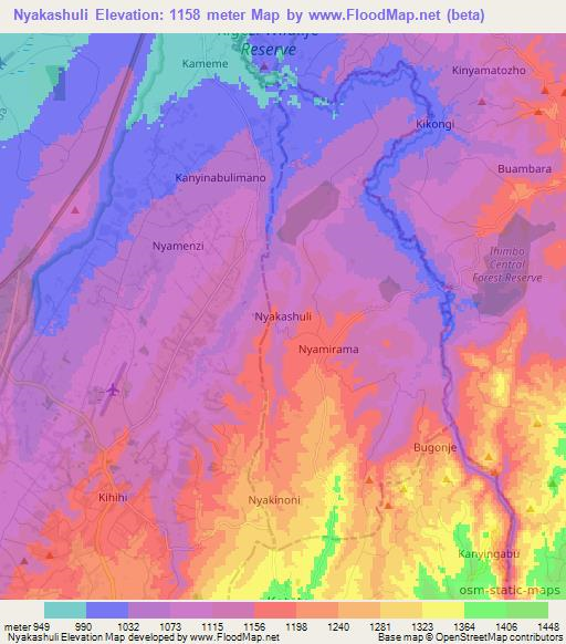 Nyakashuli,Uganda Elevation Map
