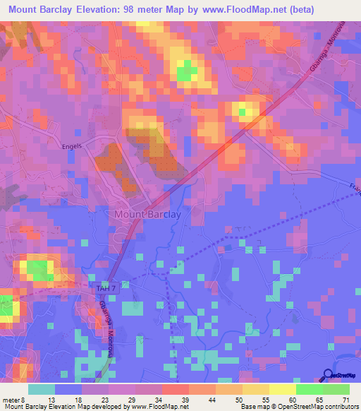 Mount Barclay,Liberia Elevation Map