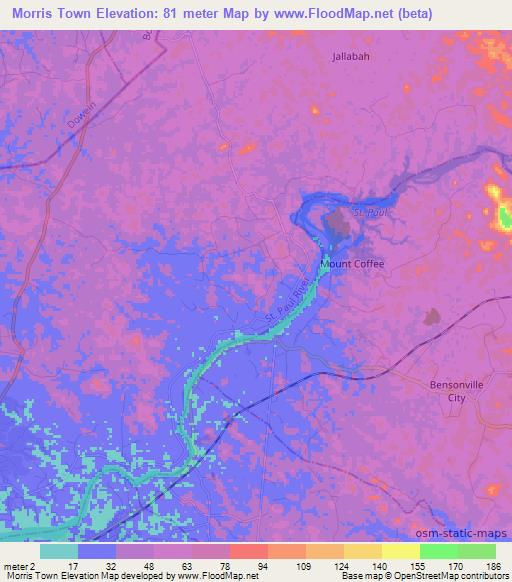 Morris Town,Liberia Elevation Map