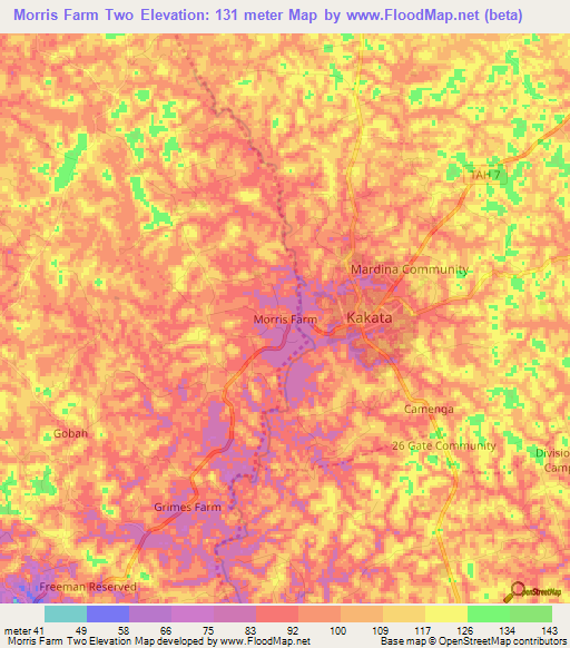 Morris Farm Two,Liberia Elevation Map