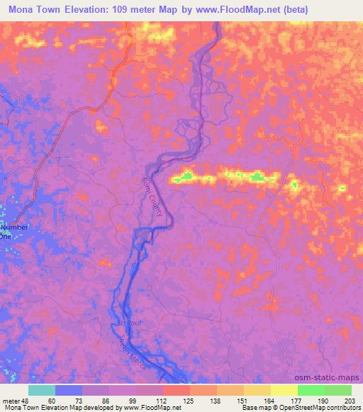 Mona Town,Liberia Elevation Map