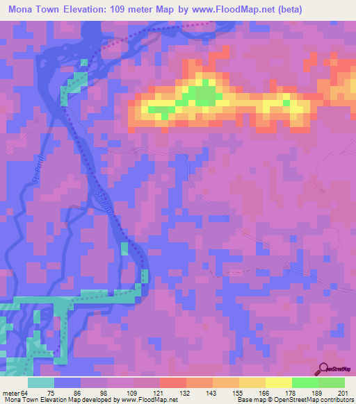Mona Town,Liberia Elevation Map