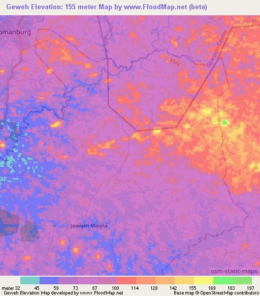 Geweh,Liberia Elevation Map