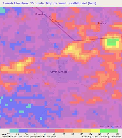 Geweh,Liberia Elevation Map