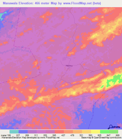 Manawala,Liberia Elevation Map