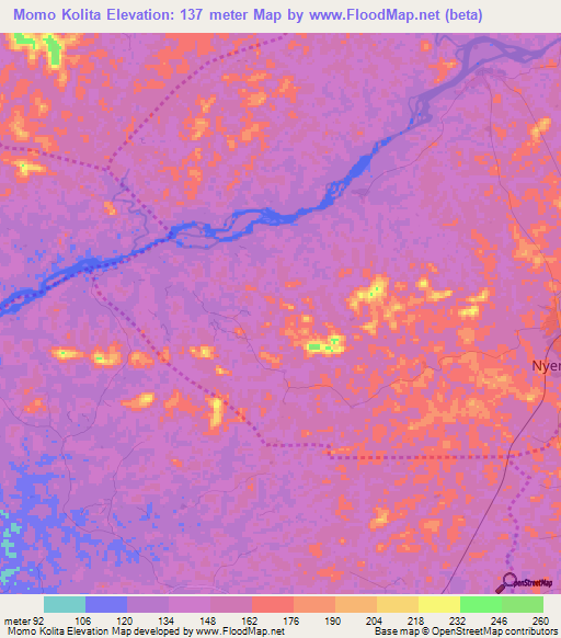 Momo Kolita,Liberia Elevation Map