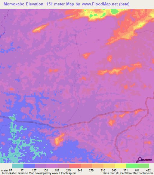 Momokabo,Liberia Elevation Map