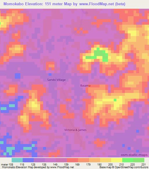 Momokabo,Liberia Elevation Map