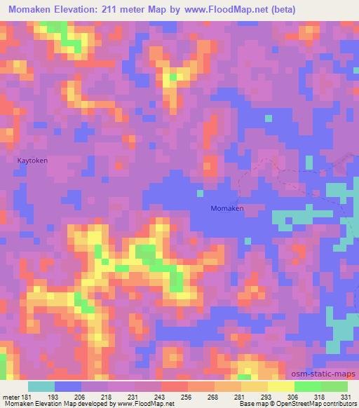Momaken,Liberia Elevation Map