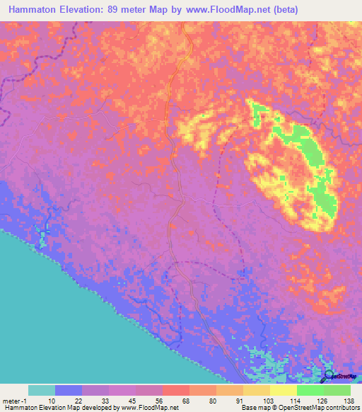 Hammaton,Liberia Elevation Map