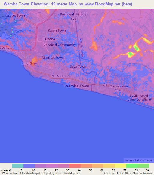Wamba Town,Liberia Elevation Map