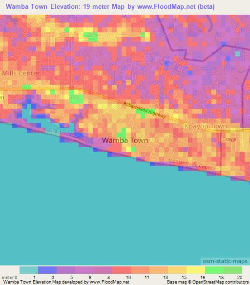 Wamba Town,Liberia Elevation Map
