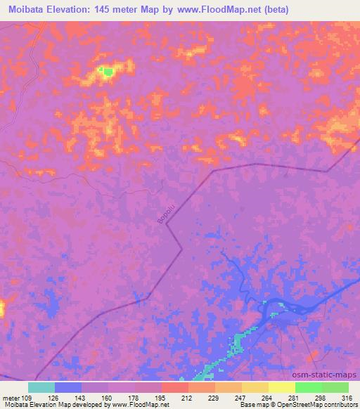 Moibata,Liberia Elevation Map