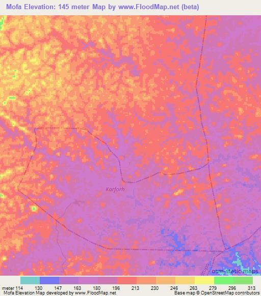 Mofa,Liberia Elevation Map