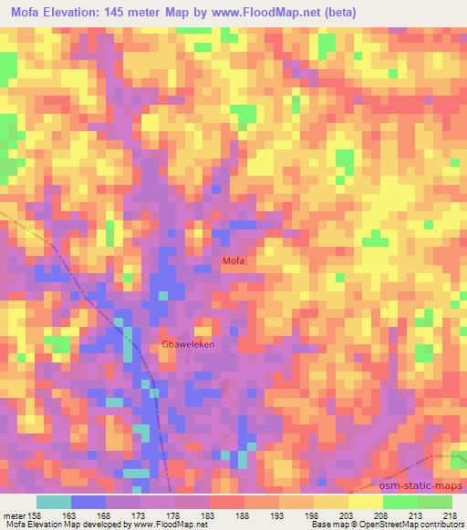 Mofa,Liberia Elevation Map
