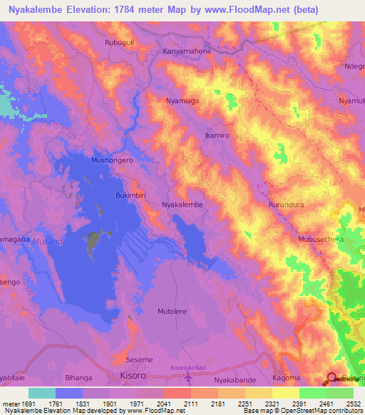 Nyakalembe,Uganda Elevation Map